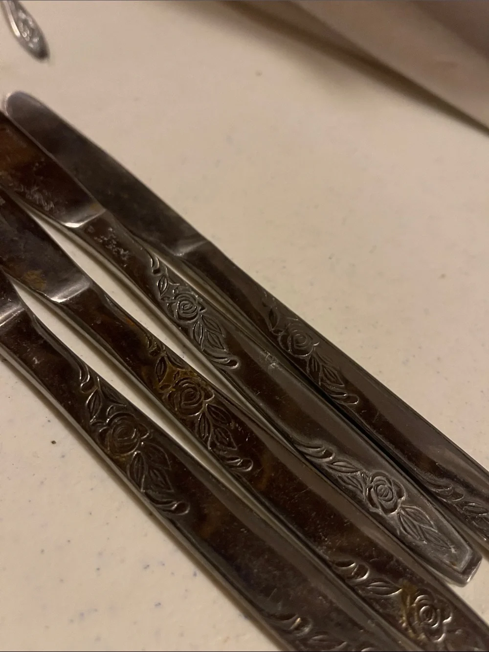 Silver Floral-Pattern Stainless Steel utensils